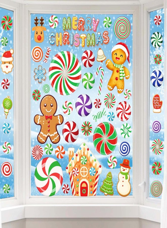 CYNOSA Christmas Candy Window Decals & Stickers - Candy Cane Christmas Decorations for School, Home & Wall Windows - Image 1